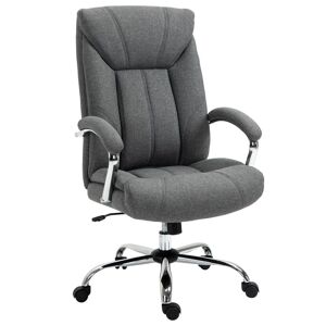 Vinsetto Desk Chair, Swivel with Linen Fabric, Study Task Chair for Home Office, Adjustable Height, Armrests, Grey