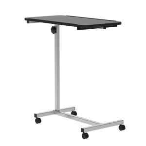 HOMCOM Portable Overbed/Chair Table, Sofa Side Notebook Laptop Desk PC Stand with Height Adjustable, Lockable Castors & Wooden Top, Black