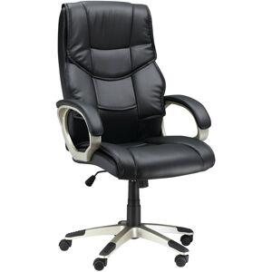 HOMCOM Computer Desk Chair, High Back Swivel Chair, Faux Leather, Adjustable Height, Rocking Function, Black