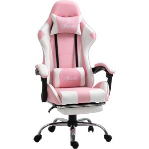 Vinsetto Racing Gaming Chair with Lumbar Support, Head Pillow, Swivel Wheels, High Back Recliner Gamer Desk Chair for Home Office, Pink