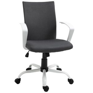 Vinsetto Linen Swivel Desk Chair, Adjustable Height, Armrests, Wheels for Home Office, Dark Grey