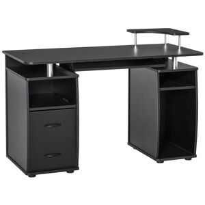 HOMCOM Computer Desk Office PC Table Workstation with Keyboard Tray, CPU Shelf, Drawers, Sliding Scanner Shelf, Black