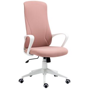 Vinsetto Elastic High-Back Office Chair with Armrests, Tilt & Adjustable Seat Height, Comfortable Desk Chair, Pink.