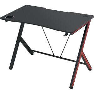 HOMCOM Gaming Desk, 120cm Computer Workstation with Cup Holder and Headphone Hook, Home Office