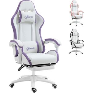 Vinsetto Gaming Chair, Recliner with PU Leather, 360 Swivel, Footrest & Lumbar Support, Purple