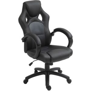 Vinsetto High-Back Swivel Office Chair, Faux Leather Computer Desk Chair with Wheels & Armrests, Black