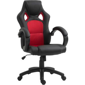 Vinsetto Ergonomic High Back Swivel Desk Chair, Faux Leather, Adjustable, Home Office Comfort, Black & Red