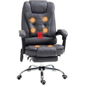 Vinsetto Executive Office Chair with 6 Point Heated Vibration Massage, Adjustable, Swivel, Ergonomic, High Back, Recliner with Footrest, Dark Grey