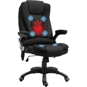 Vinsetto Massage Recliner Chair Heated Office Chair with Six Massage Points Linen-Feel Fabric 360° Swivel Wheels Black