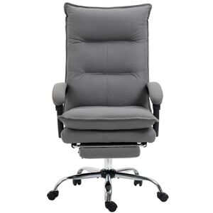 Vinsetto Microfibre Office Chair with Vibration Massage, Heat, Reclining Back, Footrest, Armrest, Double Padding, Grey