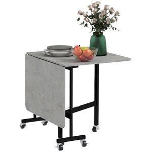 HOMCOM Drop Leaf Table, Folding Dining Table with Metal Frame, Rolling Kitchen Dining Table for Small Spaces, 120cm, Grey