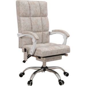 Vinsetto Executive Microfibre Office Chair with Vibration Massage, 135 Reclining, Armrests, Beige