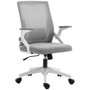 Vinsetto Ergonomic Mesh Office Chair with Lumbar Support, Adjustable Height, Flip-up Armrests, and Swivel Wheels, Grey
