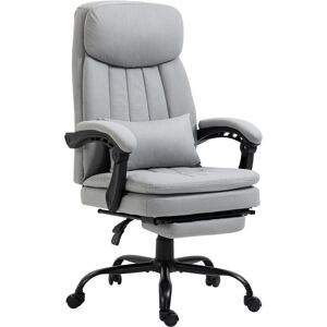 Vinsetto Massage and Heat Office Chair, Microfibre Reclining Computer Chair with Footrest, Lumbar Support, Armrest, Grey