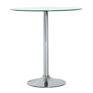 HOMCOM Round Dining Table, Modern Dining Room Table with Tempered Glass Top, Steel Base, Space Saving Small Bar Table