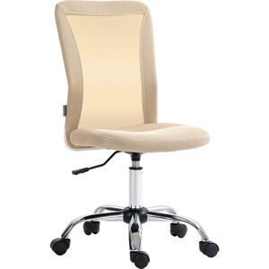 Vinsetto Computer Desk Chair, Mesh Office Chair with Adjustable Height and Swivel Wheels, Armless Study Chair, Beige