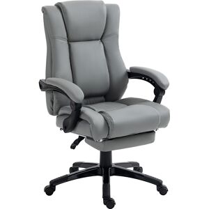 Vinsetto Ergonomic PU Leather Office Chair, Swivel Desk Chair with Footrest, Adjustable Height and Wheels, Grey