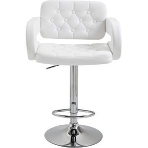 HOMCOM PU Leather Upholstered Swivel Bar Stool, Height Adjustable Barstool with Back, Armrest, Footrest for Kitchen