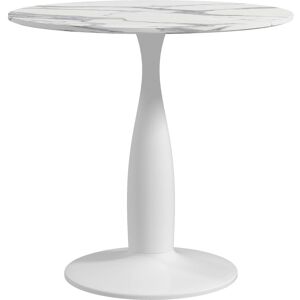 HOMCOM Round Dining Table, Modern Dining Room Table with Steel Base, Non-slip Foot Pad, Space Saving Small Dining Table