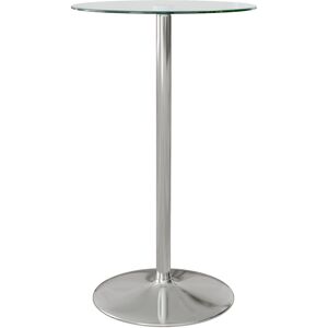 HOMCOM High Top Bar Table, Round Kitchen Table with Tempered Glass Top and Steel Base, Bistro Table for 2 People, Clear