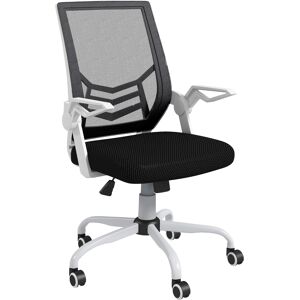 Vinsetto Mesh Office Chair, Computer Desk Chair with Flip-up Armrests, Lumbar Back Support and Swivel Wheels, Black