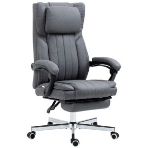 HOMCOM Executive High Back Office Chair, Computer Desk Chair with Adjustable Headrest, Footrest, Reclining, Dark Grey