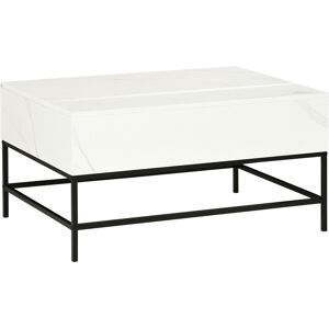 HOMCOM Modern Lifting Coffee Table with Hidden Compartment, Storage Coffee Table for Living Room, Faux Marble White