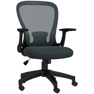 Vinsetto Ergonomic Mesh Office Chair with Flip-up Armrests, Lumbar Support, Swivel Wheels, Grey