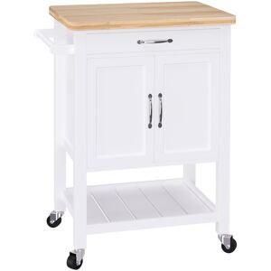 HOMCOM Kitchen Island W/ Drawer-White/Oak Colour