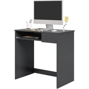 HOMCOM Compact Computer Desk with Keyboard Tray and Drawer, Study Desk, Writing Desk for Home Office, Grey