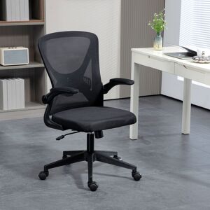 Vinsetto Ergonomic Office Chair, Mesh Computer Chair with Flip-up Armrests, Lumbar Support, Swivel Wheels, Black