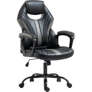 Vinsetto Ergonomic Racing Style Gaming Chair, Swivel Home Office Desk Chair in Faux Leather with Wheels, Black/Grey