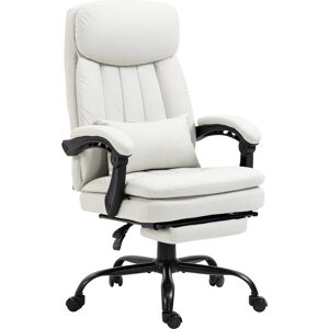 Vinsetto Vibration Massage Office Chair w/ Heat, Microfibre Computer Chair w/ Footrest, Lumbar Support Pillow, Armrest, Reclining Back, Cream White