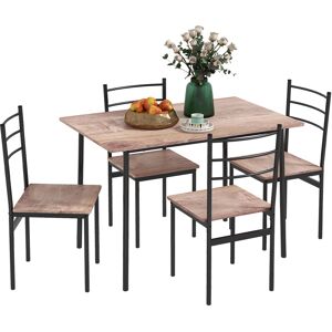 HOMCOM 5 Piece Dining Table and Chairs Set 4, Dining Room Sets, Steel Frame Space Saving Table and 4 Chairs for Compact Kitchens