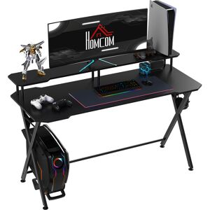 HOMCOM Gaming Computer Desk, Racing Table Workstation, Headphone Hook, Curved Front, Adjustable Feet, for Home Office Use, Black.