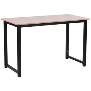 HOMCOM Computer Desk, PC Writing Table, Home Office Workstation, Adjustable Feet, Metal Frame, Oak Black