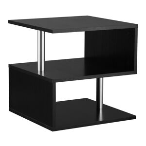HOMCOM S-Shape Coffee Table, 2-Tier Storage Shelves, Versatile Organizer for Home Office, Black