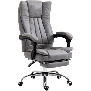 Vinsetto Ergonomic Office Chair, Microfibre Executive Chair with Recline, Armrests, Swivel, Wheels, Footrest, Grey