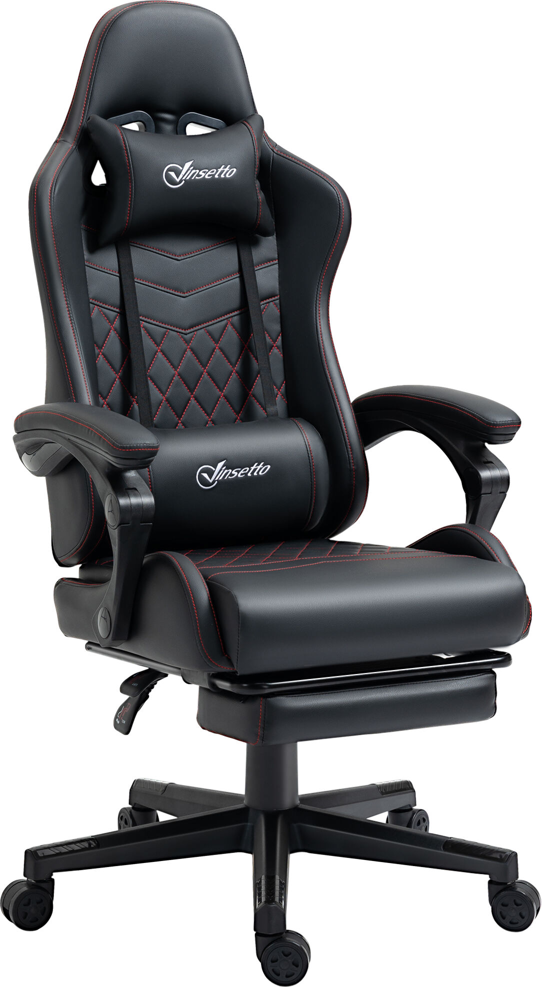 Vinsetto Racing Gaming Chair with Swivel Wheel, Footrest, Faux Leather Recliner Gamer Desk for Home Office, Black