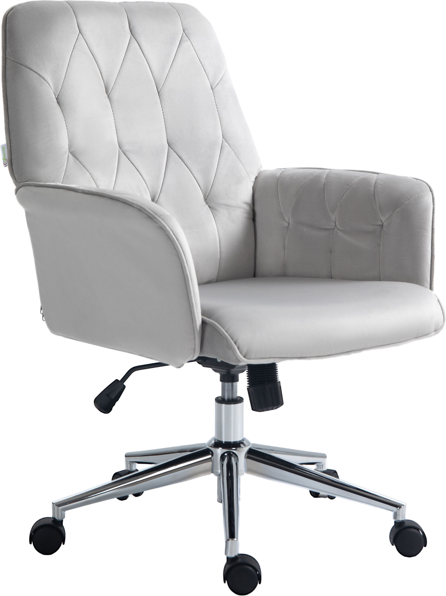 Vinsetto Linen Computer Chair with Armrest, Modern Swivel Chair with Adjustable Height, Light Grey