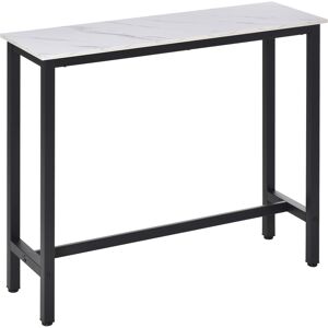 HOMCOM Breakfast Bar Table, Marble Grain Dining Table, Coffee Table with Adjustable Footpads, 120x40x100cm, White & Black Aosom UK
