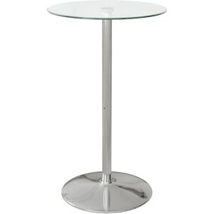 HOMCOM High Top Bar Table, Round Kitchen Table with Tempered Glass Top and Steel Base, Bistro Table for 2 People, Clear Aosom UK