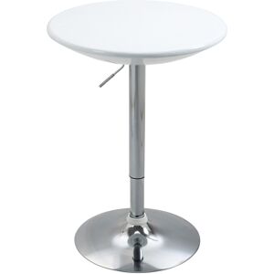 HOMCOM Modern Round Bar Table Adjustable Height Home Pub Bistro Desk Swivel Painted Top with Silver Steel Leg and Base, White Aosom UK