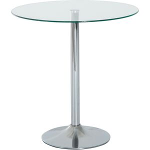 HOMCOM Round Kitchen Table w/ Tempered Glass Top, Steel Base, Modern Dining Table, Space Saving Small Bar Table, Silver Aosom UK