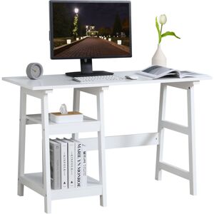 HOMCOM Study Table with Bookshelf, Compact Computer Desk with Storage Shelves, PC Workstation for Home Office, White. Aosom UK