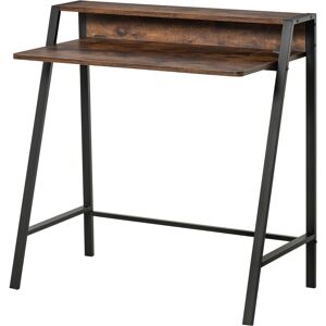 HOMCOM Writing Desk with Storage Shelf and Metal frame, Computer Table, Home Office PC Laptop Workstation, Rustic Brown Aosom UK