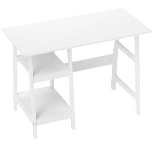 HOMCOM Compact Computer Desk with Storage Shelves, Study Table with Bookshelf, PC Table Workstation for Home Office, Study, Easy Assembly, 106 x 51cm, White