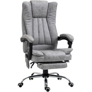 Vinsetto 6-Points Massage Office Chair w/ Vibrating & Heating, Microfibre Executive Office Chair with Manual Footrest, High Back, Grey Aosom UK