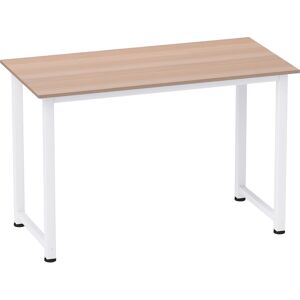 HOMCOM Adjustable Computer Desk, PC Writing Table for Home Office, Stable Workstation with Metal Frame, Oak and White Aosom UK