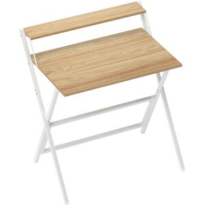 HOMCOM 81.5 cm Folding Computer Desk with Monitor Shelf - Natural Wood Finish